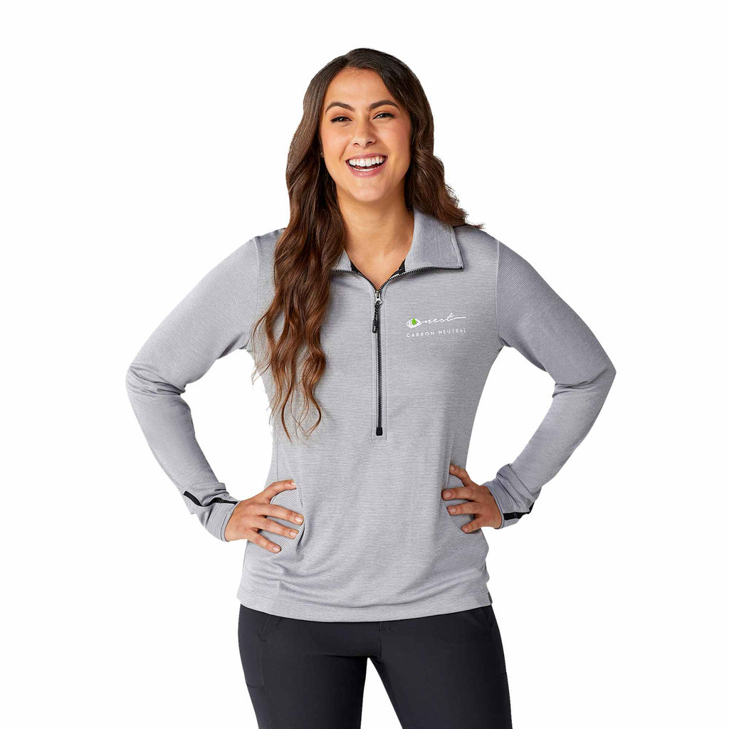 Dege Eco Knit Half Zip with Convertible Collar for Women Transfer - Heather Grey/Black - Front Flat