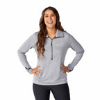 Dege Eco Knit Half Zip with Convertible Collar for Women Transfer - Heather Grey/Black - Front Flat
