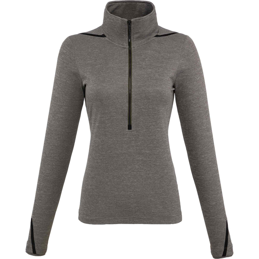 Dege Eco Knit Half Zip with Convertible Collar for Women Transfer - Loden Heather/Black - Front