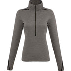Dege Eco Knit Half Zip with Convertible Collar for Women Transfer - Loden Heather/Black - Front