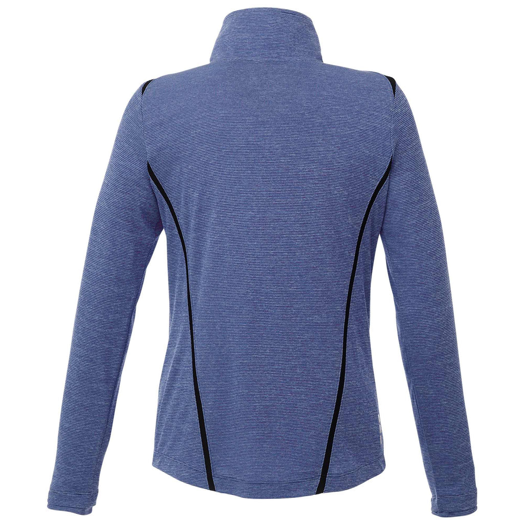 Dege Eco Knit Half Zip with Convertible Collar for Women Transfer - Metro Blue Heather/Black - Back Flat