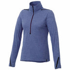 Dege Eco Knit Half Zip with Convertible Collar for Women Transfer - Metro Blue Heather/Black - Front Flat