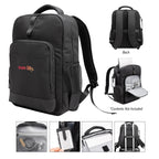 Deluxe Executive Active Laptop Backpack in Recycled PET Embroidery - Black - Colorbrite