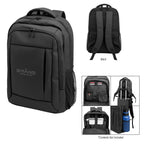 Deluxe Executive Grid Laptop Backpack in Recycled PET Embroidery - Black - Silk Screen
