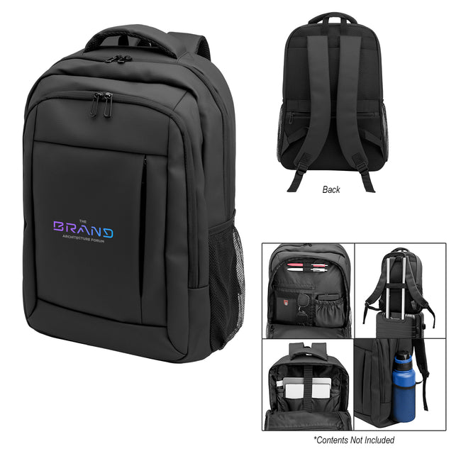Deluxe Executive Grid Laptop Backpack in Recycled PET Embroidery