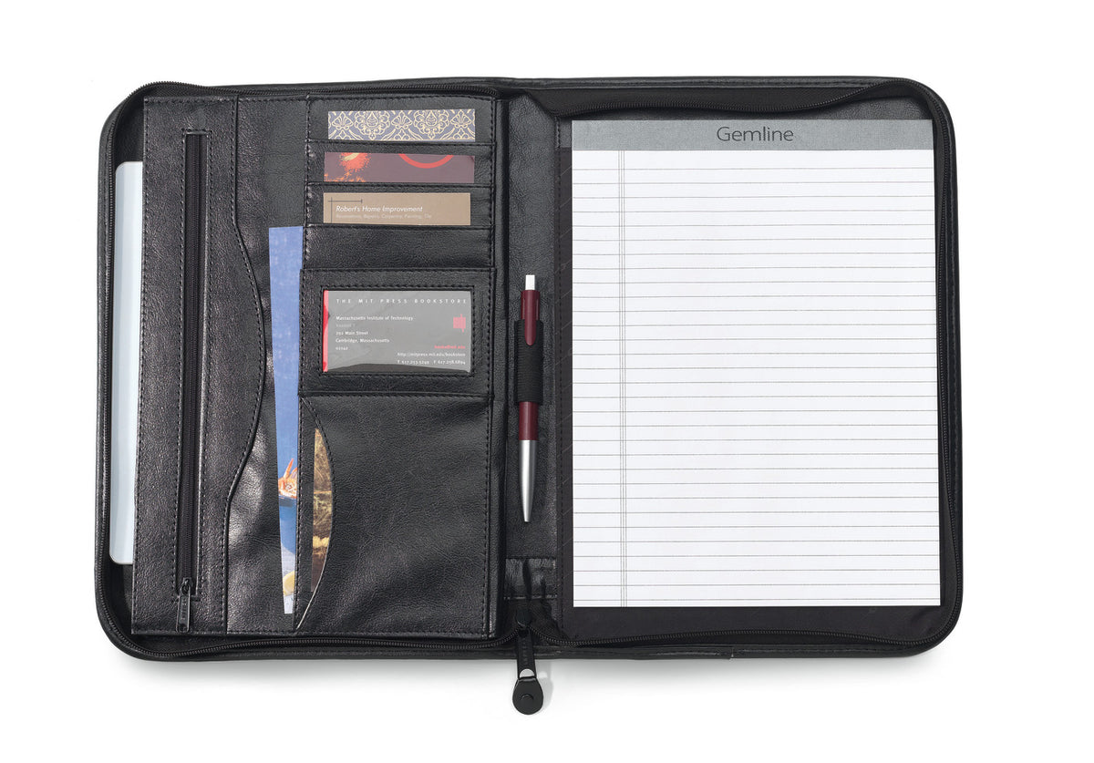Deluxe Executive Padfolio in Vintage Leather Debossing - Black - View 2