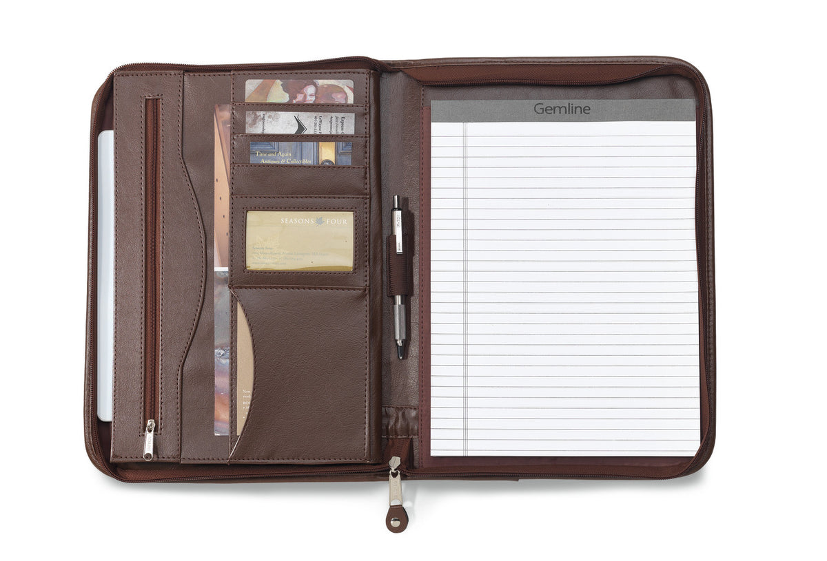 Deluxe Executive Padfolio in Vintage Leather Debossing - Brown - View 2