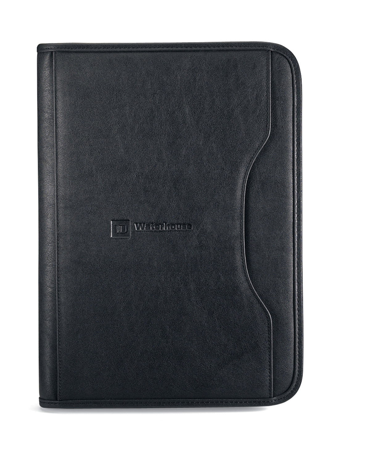 Deluxe Executive Padfolio with Curved Front Pocket Debossing - Black - View 1