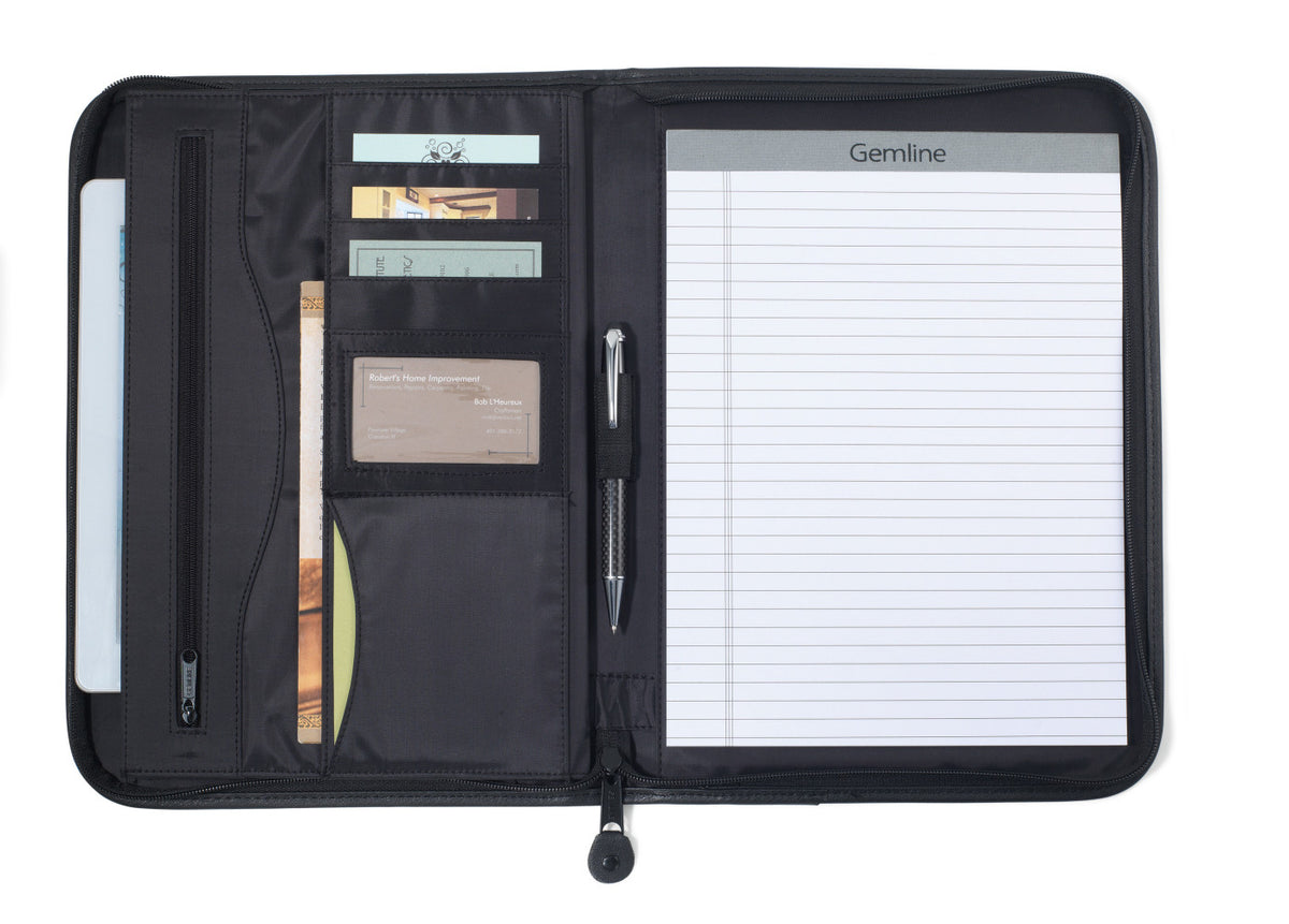 Deluxe Executive Padfolio with Curved Front Pocket Debossing - Black - View 2
