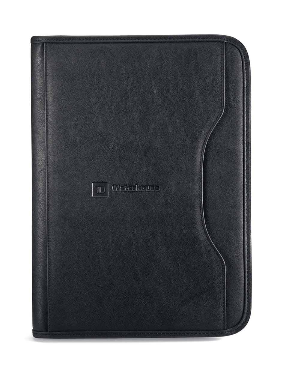 Deluxe Executive Padfolio with Curved Front Pocket Embroidery - Black - View 1