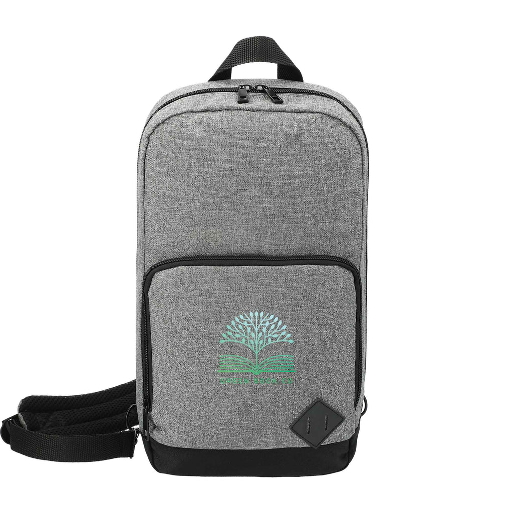 Deluxe Sling Backpack in Recycled Polyester, Graphite Embroidery - Graphite - Front