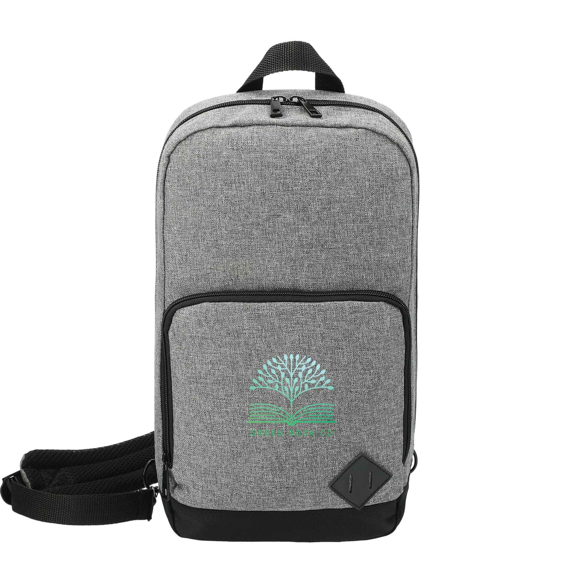 Deluxe Sling Backpack in Recycled Polyester, Graphite Transfer - Graphite - Front