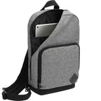 Deluxe Sling Backpack in Recycled Polyester, Graphite Transfer - Graphite - Propped Back 2