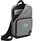 Deluxe Sling Backpack in Recycled Polyester, Graphite Transfer - Graphite - Propped Back