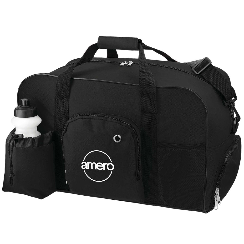 Deluxe Weekender Duffel Bag with Water Bottle, 18.5 Inches - Black - Left Angle