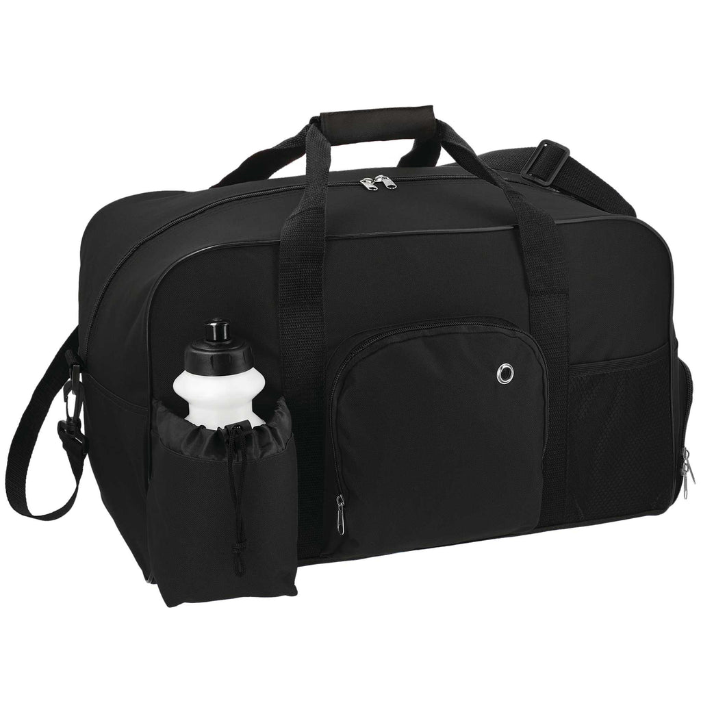 Deluxe Weekender Duffel Bag with Water Bottle, 18.5 Inches - Black - Right Angle 3