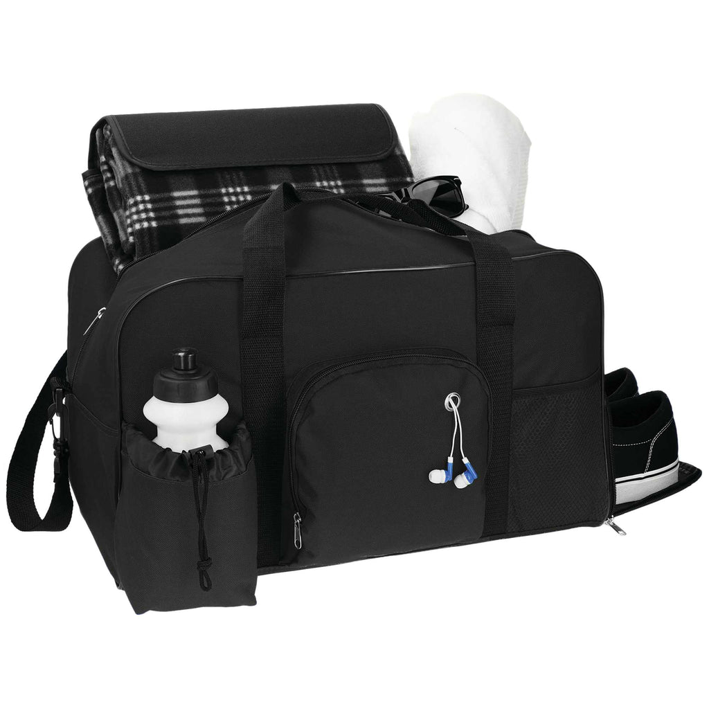 Deluxe Weekender Duffel Bag with Water Bottle, 18.5 Inches - Black - Right Angle 4