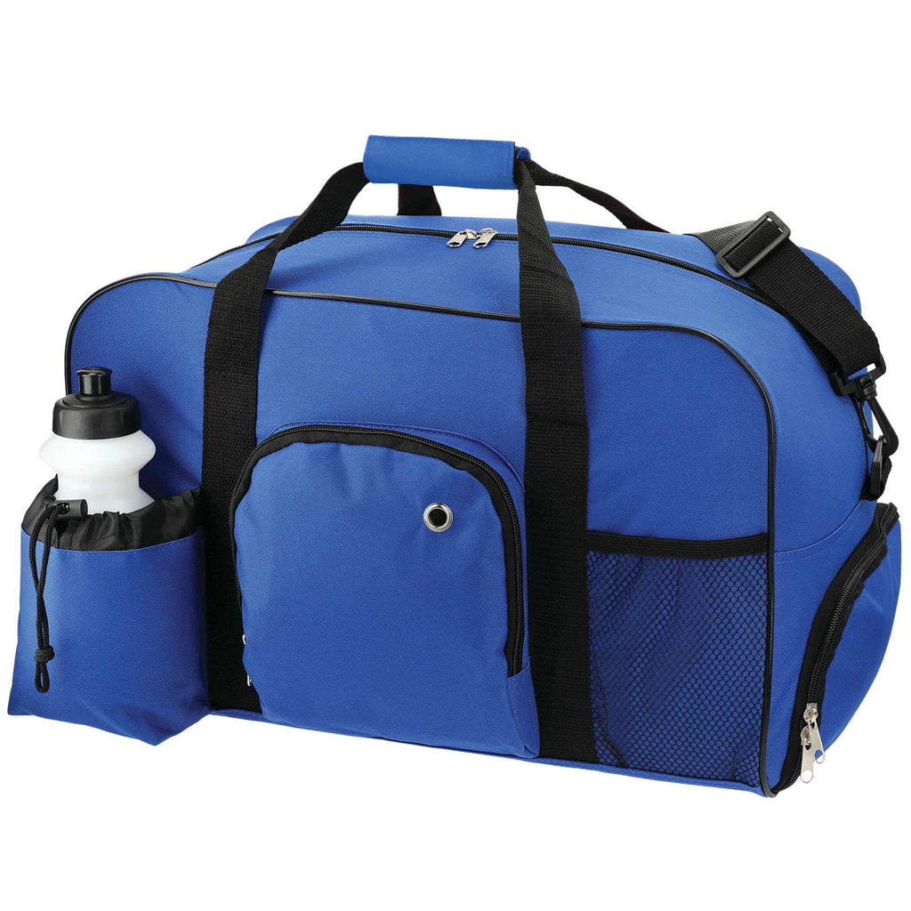 Deluxe Weekender Duffel Bag with Water Bottle, 18.5 Inches - Blue - Left Angle 2