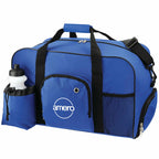Deluxe Weekender Duffel Bag with Water Bottle, 18.5 Inches - Blue - Left Angle