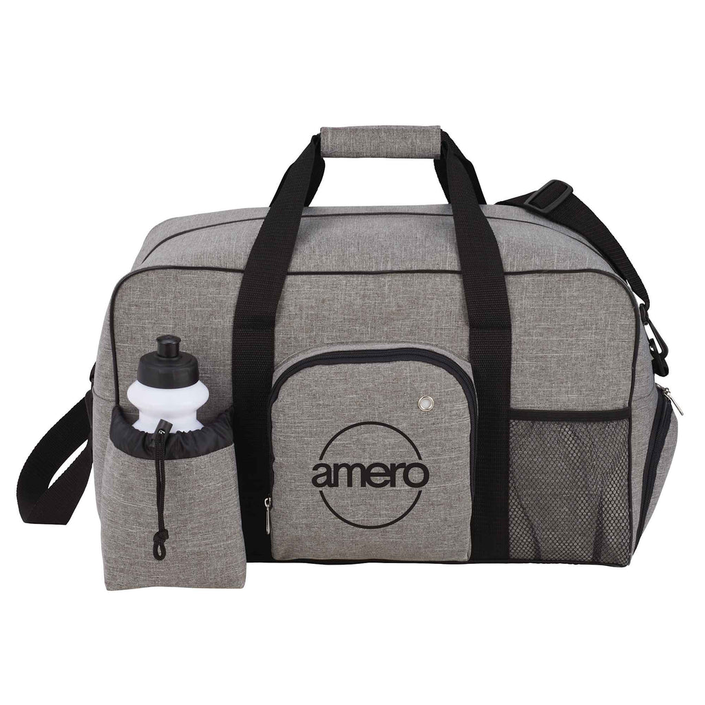 Deluxe Weekender Duffel Bag with Water Bottle, 18.5 Inches Embroidery - Graphite - Front 2