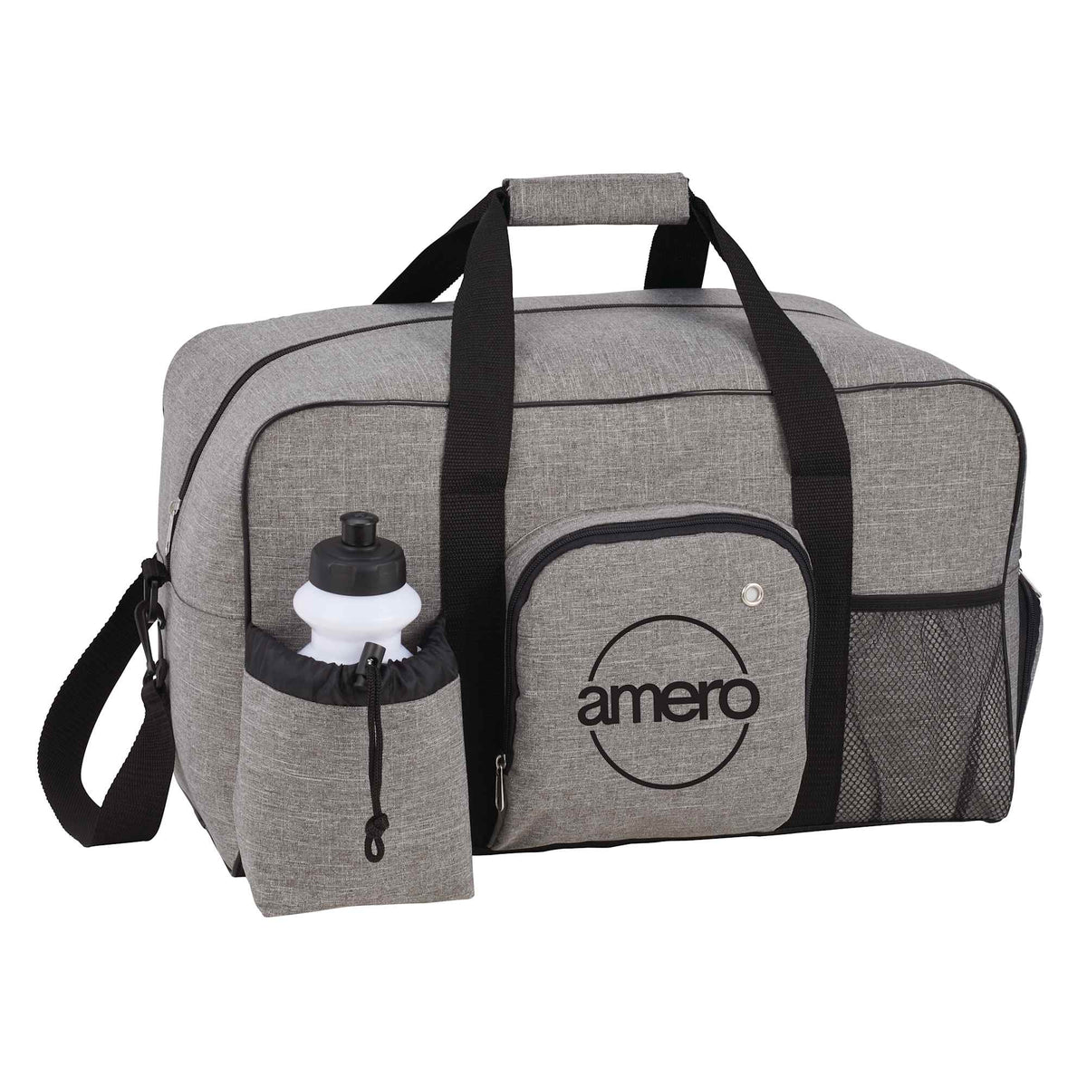 Deluxe Weekender Duffel Bag with Water Bottle, 18.5 Inches - Graphite - Right Angle