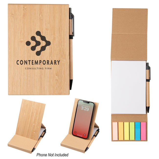 Desk Jotter and Phone Stand in Bamboo