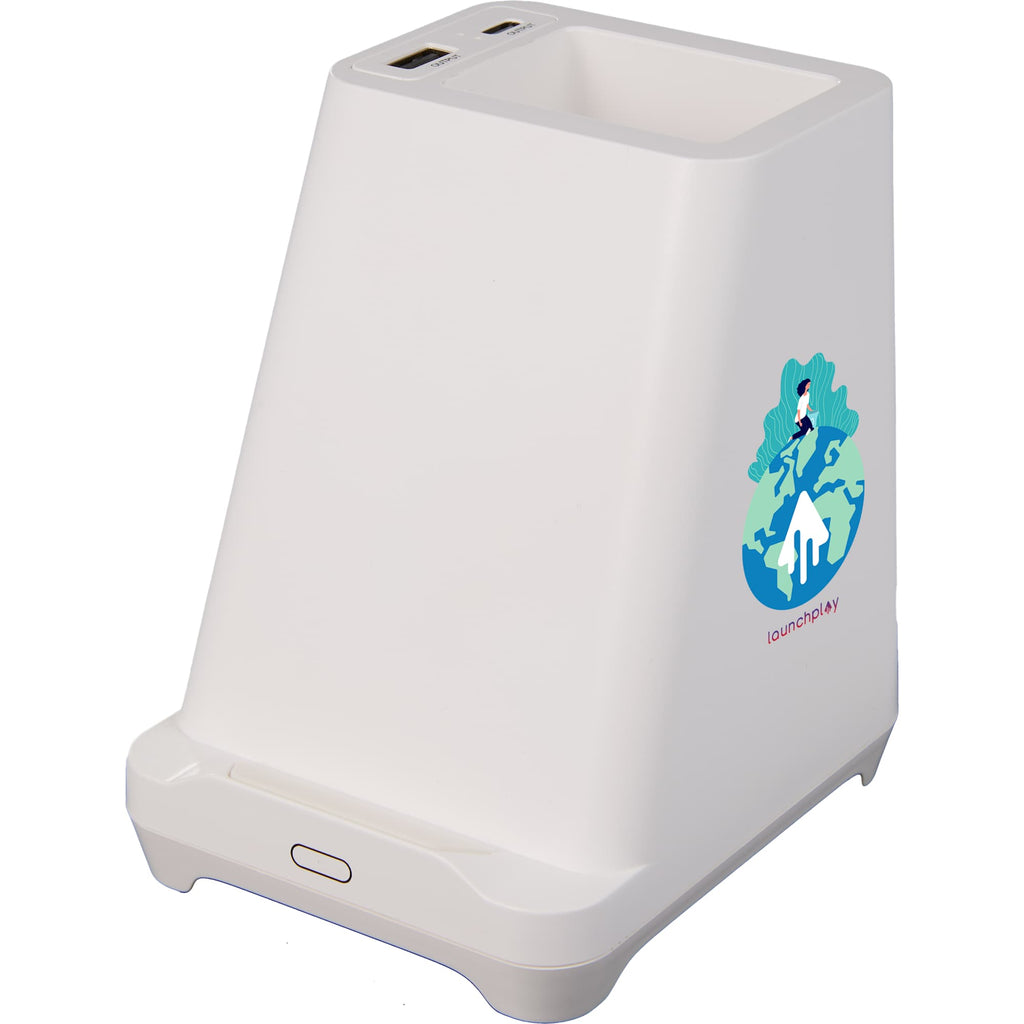 Desk Mate Organizer with Speaker and Charging Hub Full Color - White - Photo 2