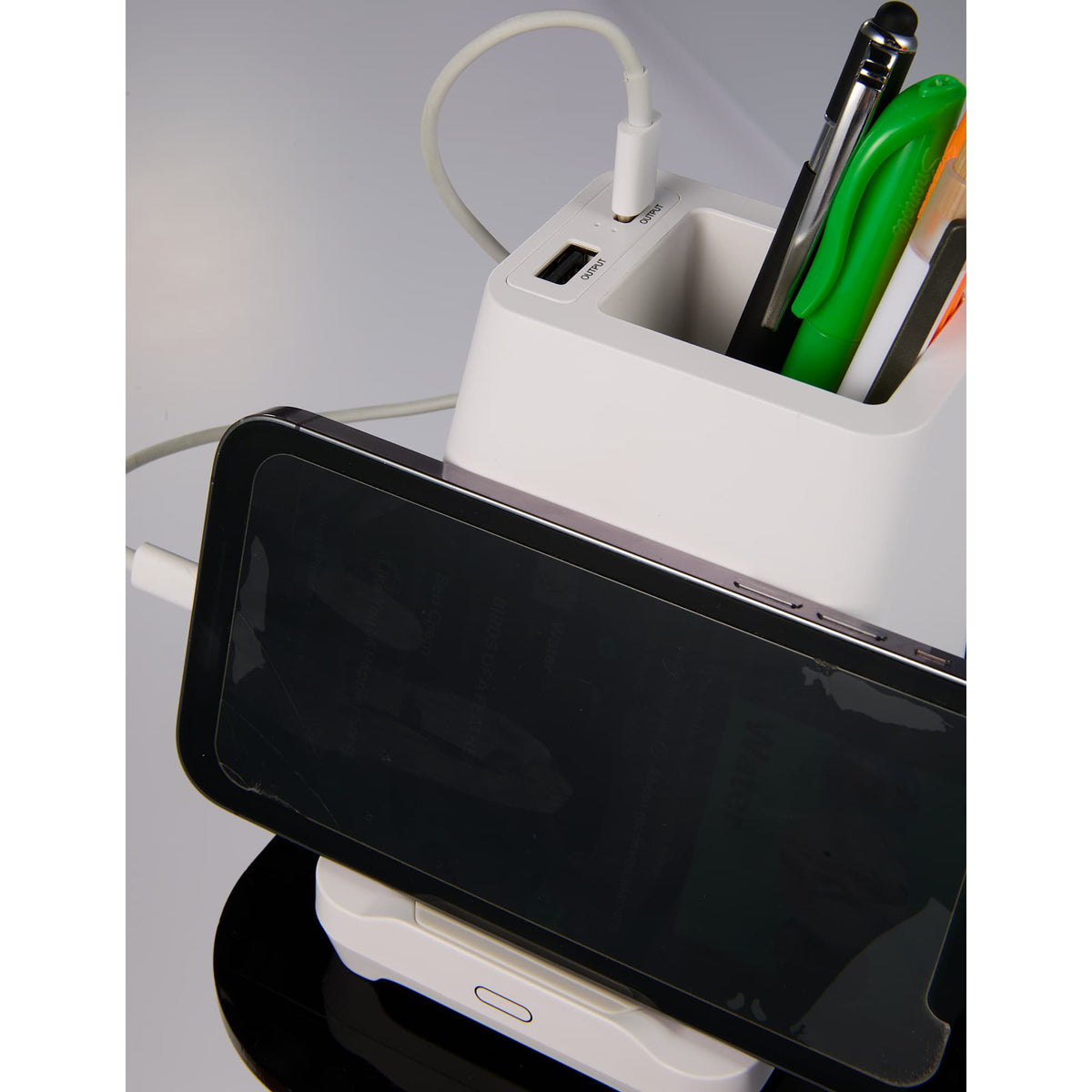 Desk Mate Organizer with Speaker and Charging Hub Full Color - White - Photo 7
