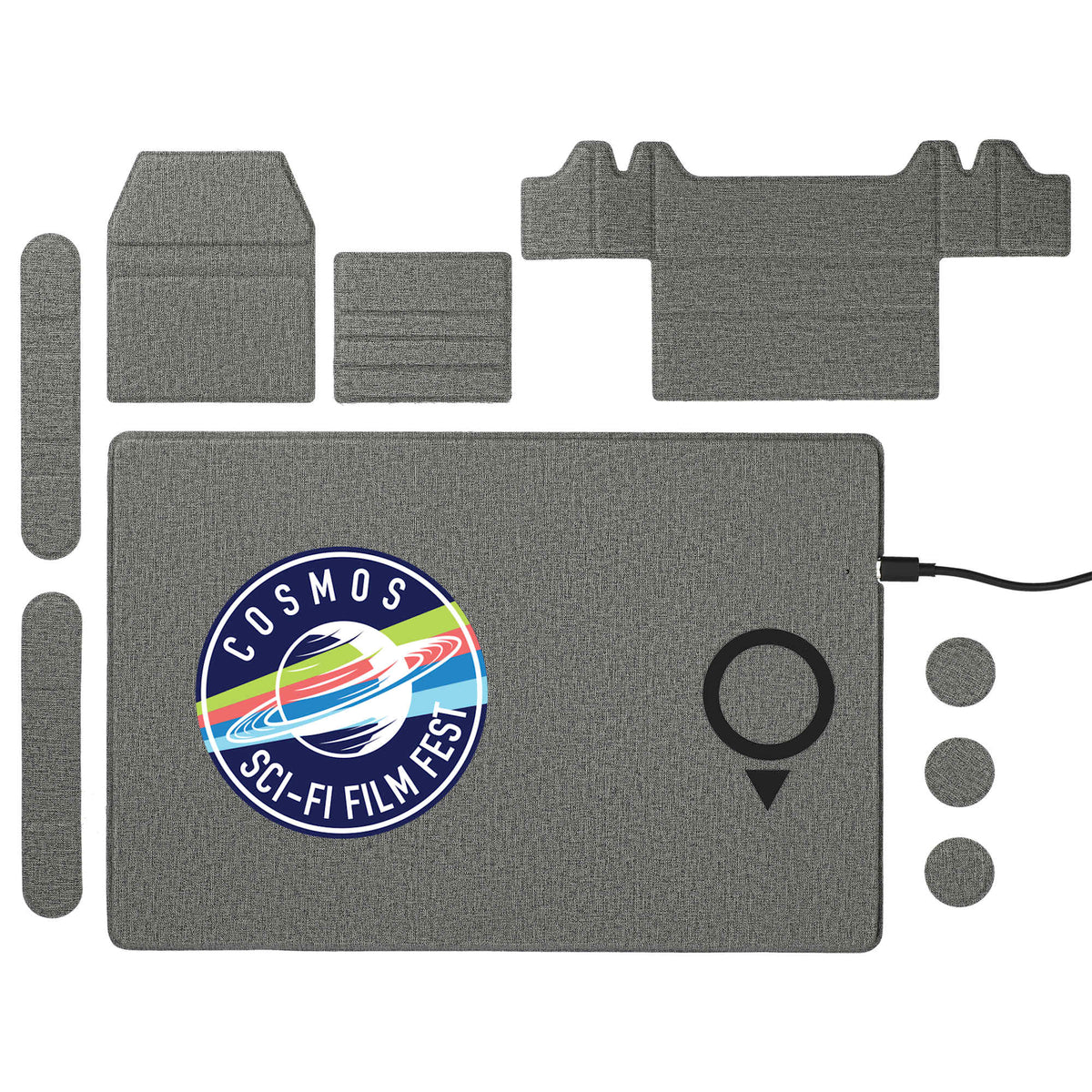 Desk Organizer Board with Magnetic Wireless Charger Transfer - Gray - Front