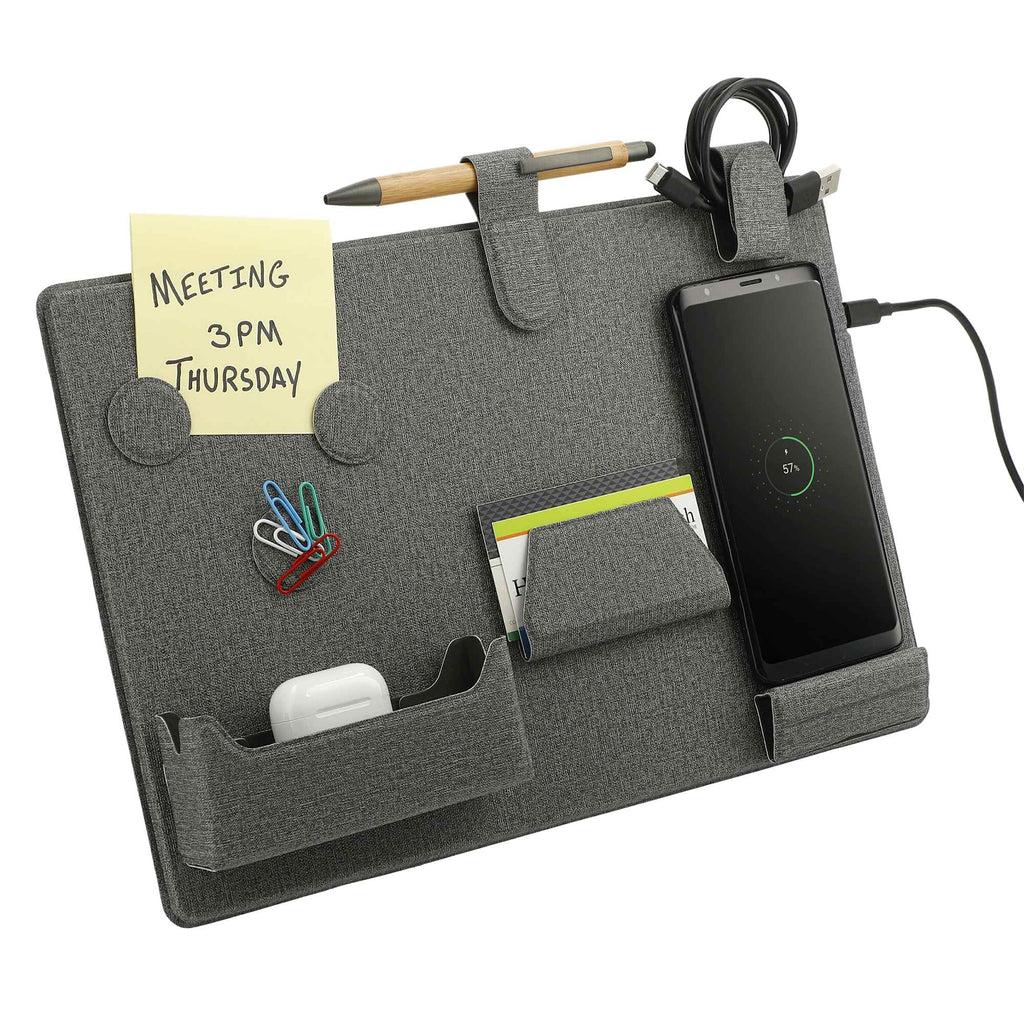 Desk Organizer Board with Magnetic Wireless Charger Transfer - Gray - Right Angle 8