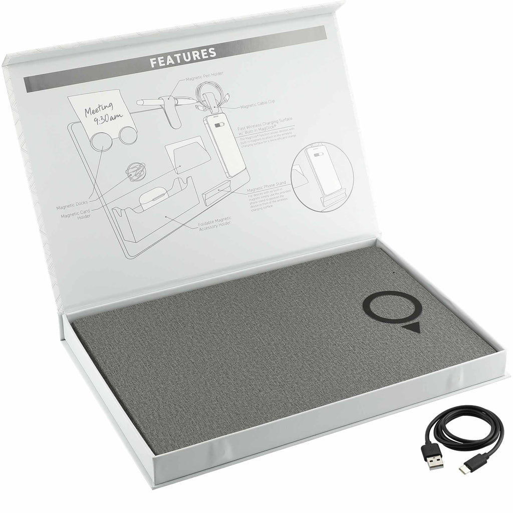 Desk Organizer Board with Magnetic Wireless Charger Transfer - Gray - Right Angle 9