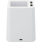 Desk Pen Holder with Wireless Charger and Two USB Ports - White - Back