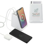 Desk Pen Holder with Wireless Charger and Two USB Ports - White - Front 2
