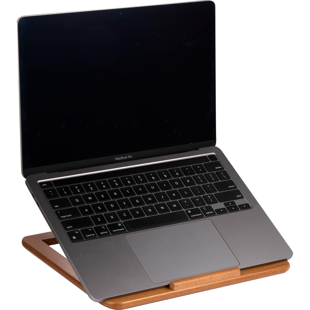 Desk Sense Beechwood Laptop Stand Laser Engraving - Wood - Right Angle Propped