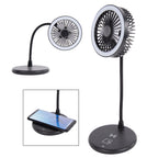 Desktop Fan with Ring Light and Wireless Charger - Black - Silk Screen