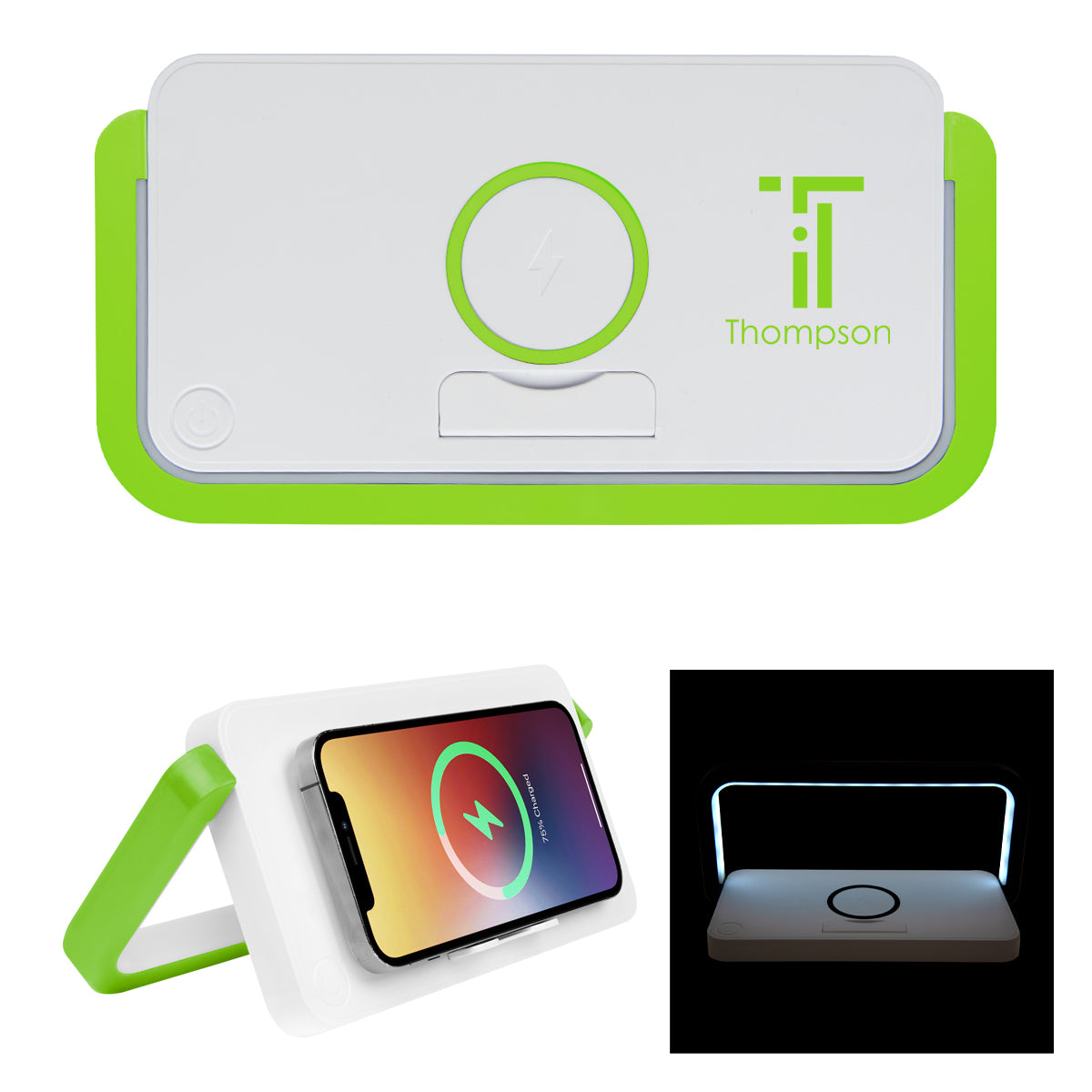 Desktop Reading Lamp and Wireless Charger Full Color - Lime Green - Pad Print