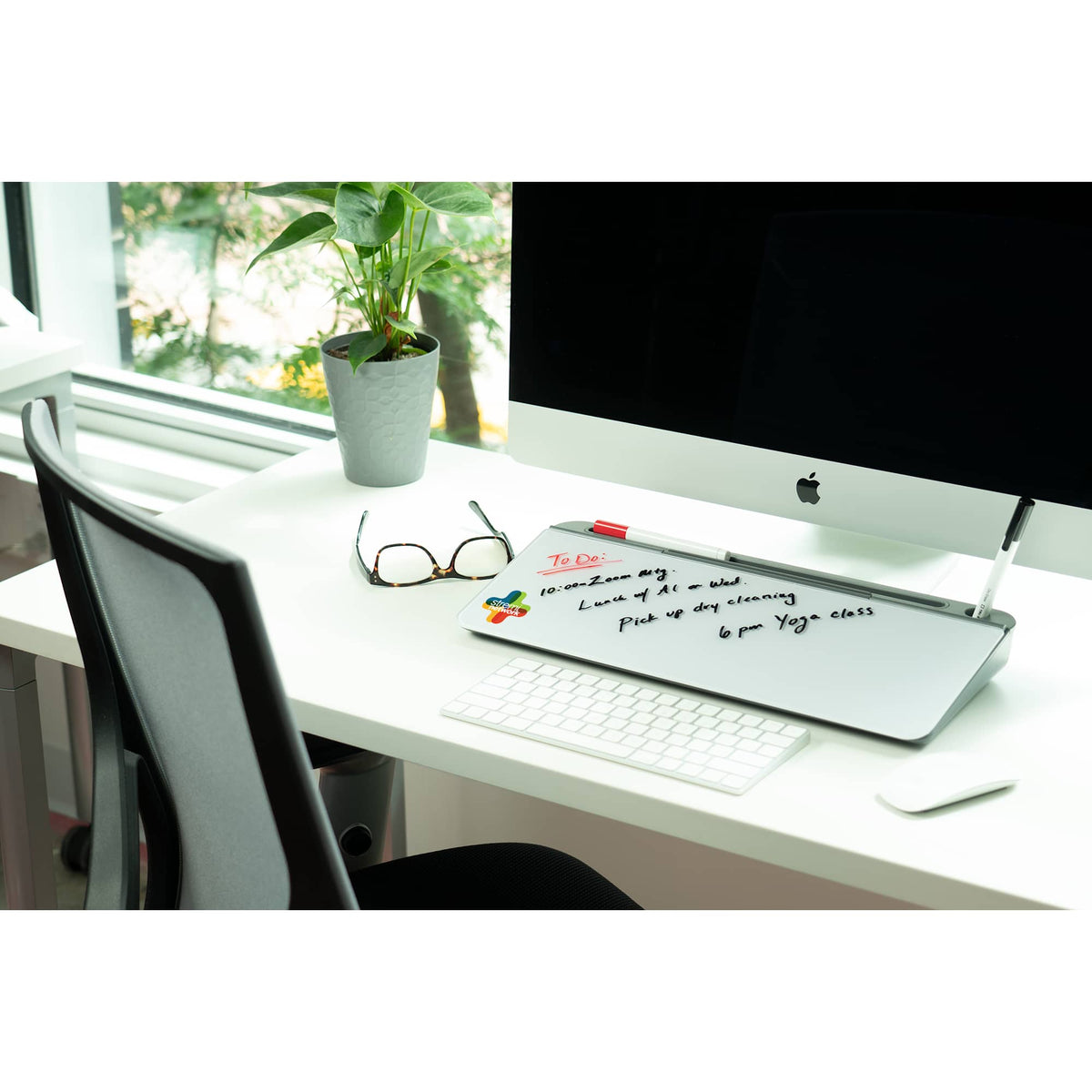 Desktop Whiteboard with Hidden Storage Full Color - White - Front
