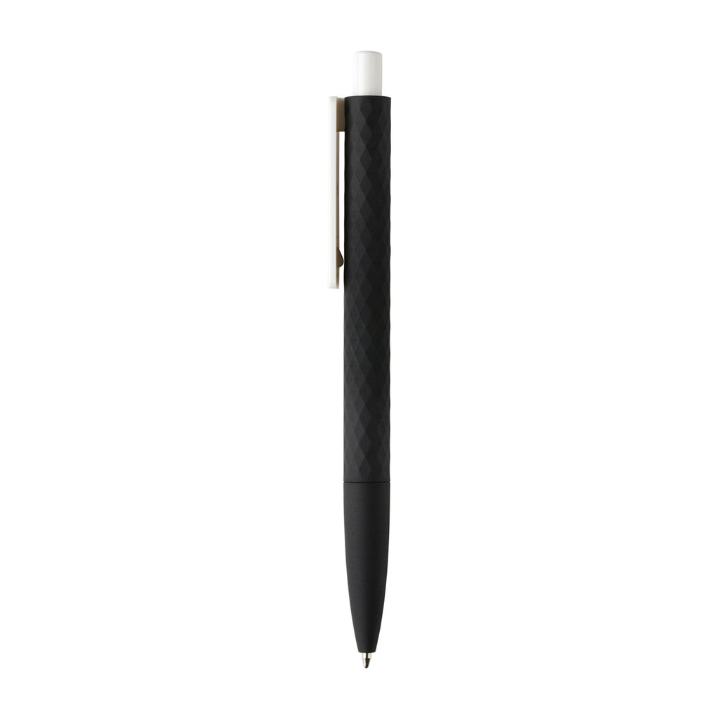 Diamond Pattern Ballpoint Pen, Soft Touch - Black - View 2