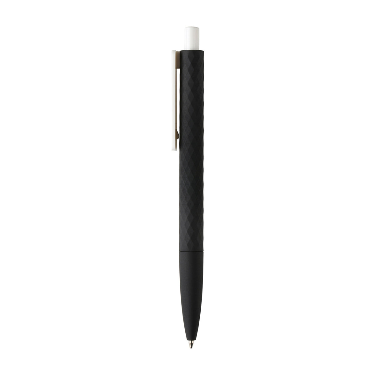 Diamond Pattern Ballpoint Pen, Soft Touch - Black - View 2