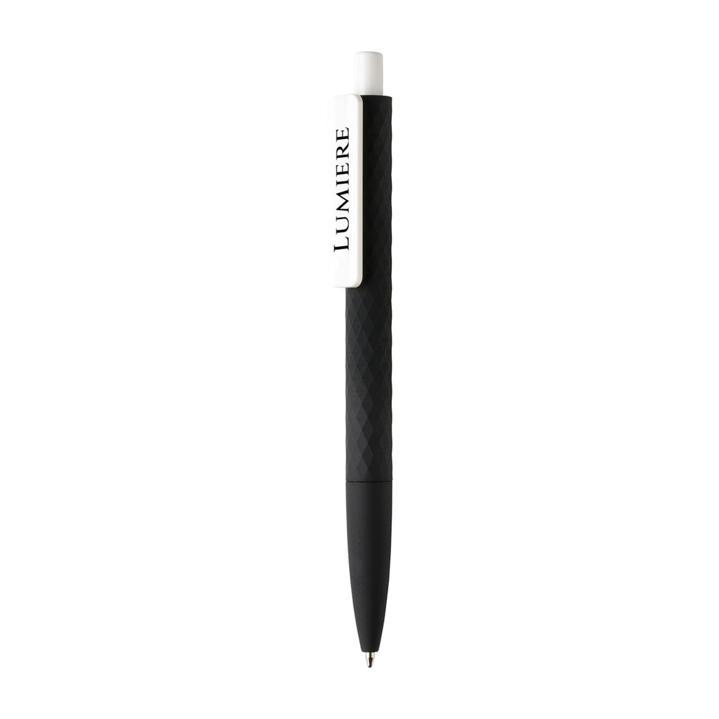 Diamond Pattern Ballpoint Pen, Soft Touch - Black - View 3