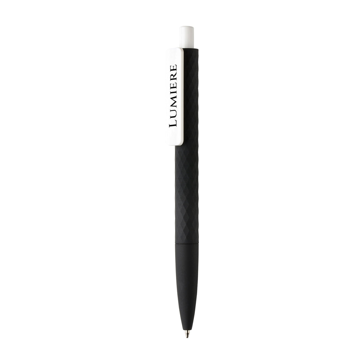 Diamond Pattern Ballpoint Pen, Soft Touch - Black - View 3