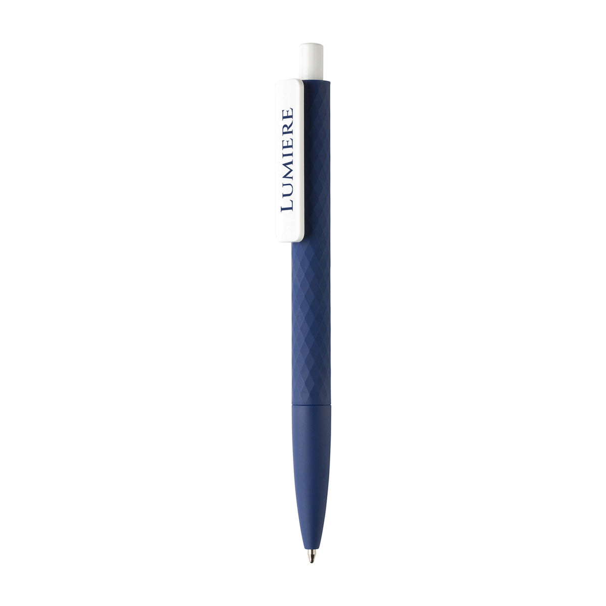 Diamond Pattern Ballpoint Pen, Soft Touch - Navy - View 2
