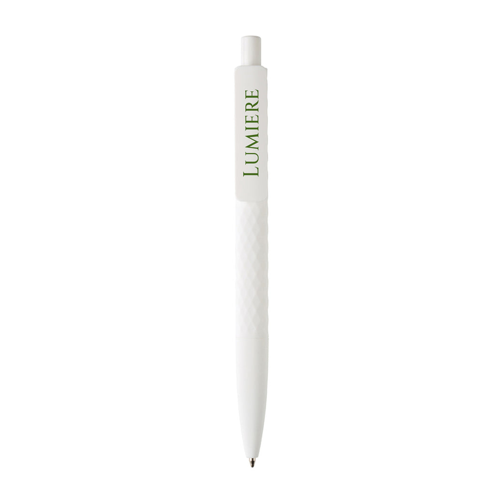Diamond Pattern Ballpoint Pen, Soft Touch - White - View 1
