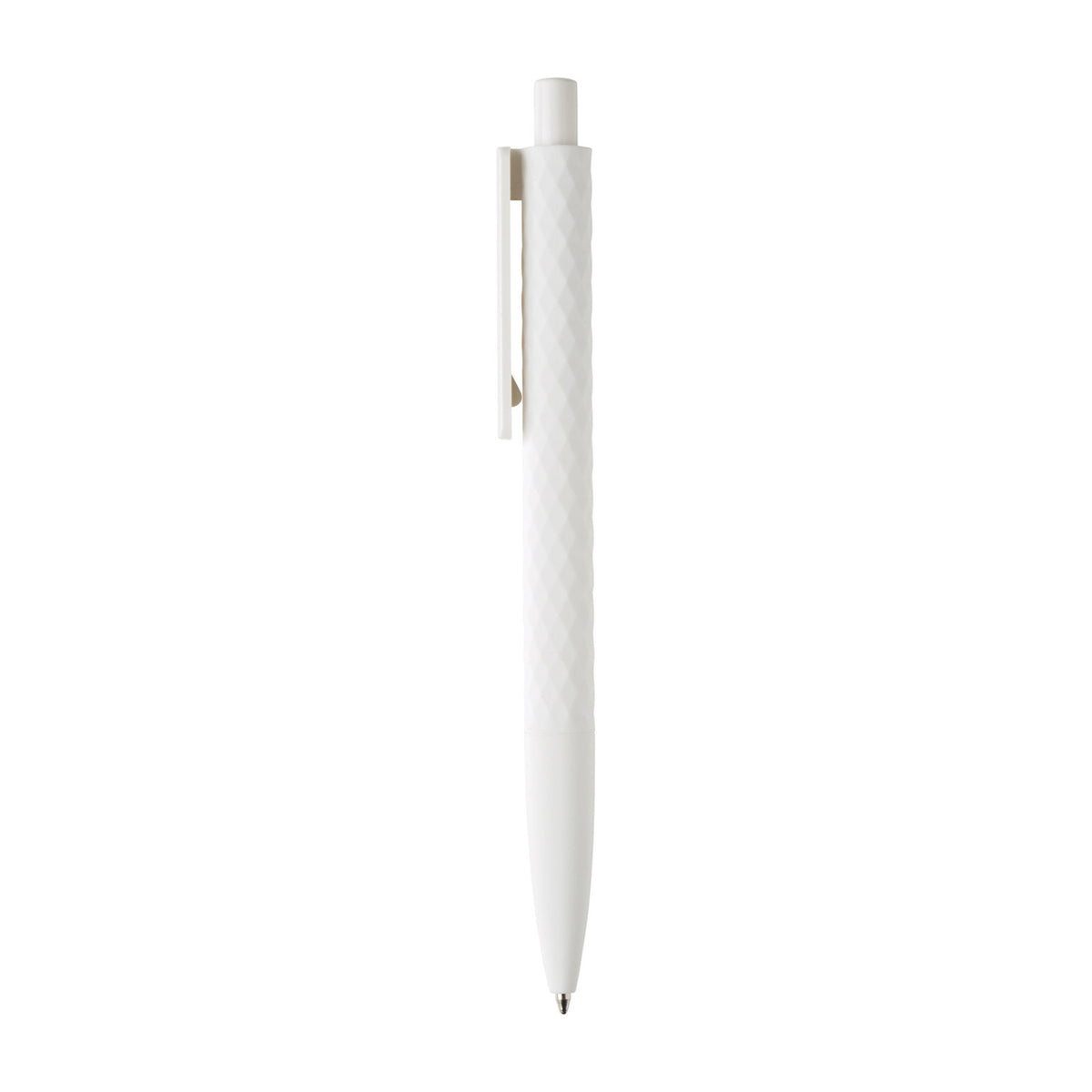 Diamond Pattern Ballpoint Pen, Soft Touch - White - View 2