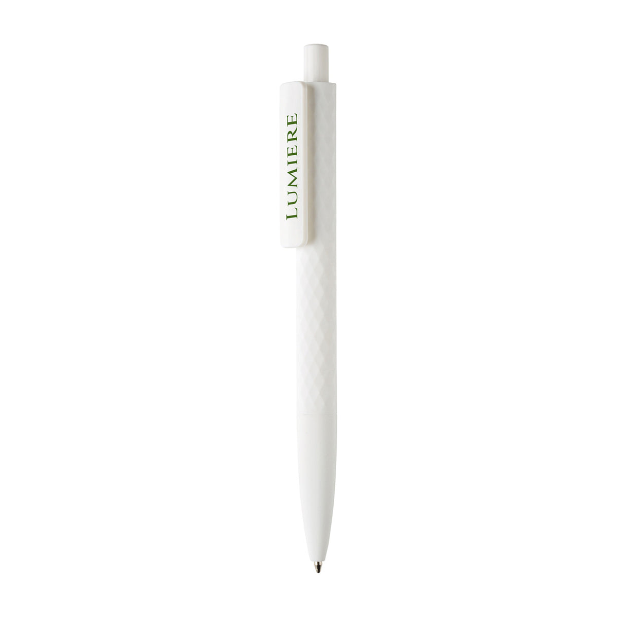 Diamond Pattern Ballpoint Pen, Soft Touch - White - View 3