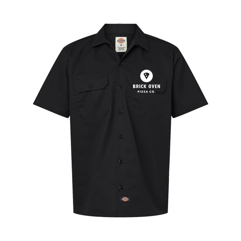 Dickies Men's Short Sleeve Work Shirt Embroidery - Black - Front