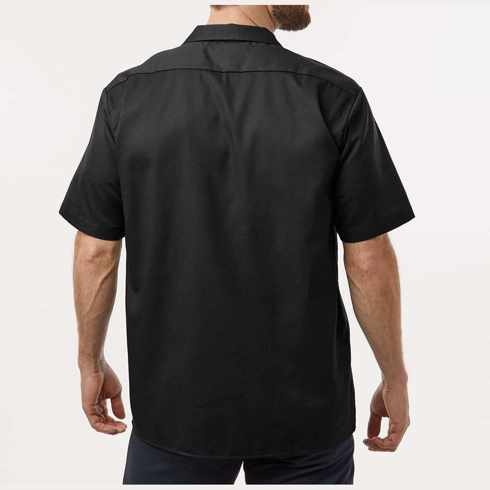 Dickies Men's Short Sleeve Work Shirt Embroidery - Black - On Model Back
