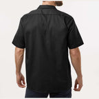 Dickies Men's Short Sleeve Work Shirt Embroidery - Black - On Model Back