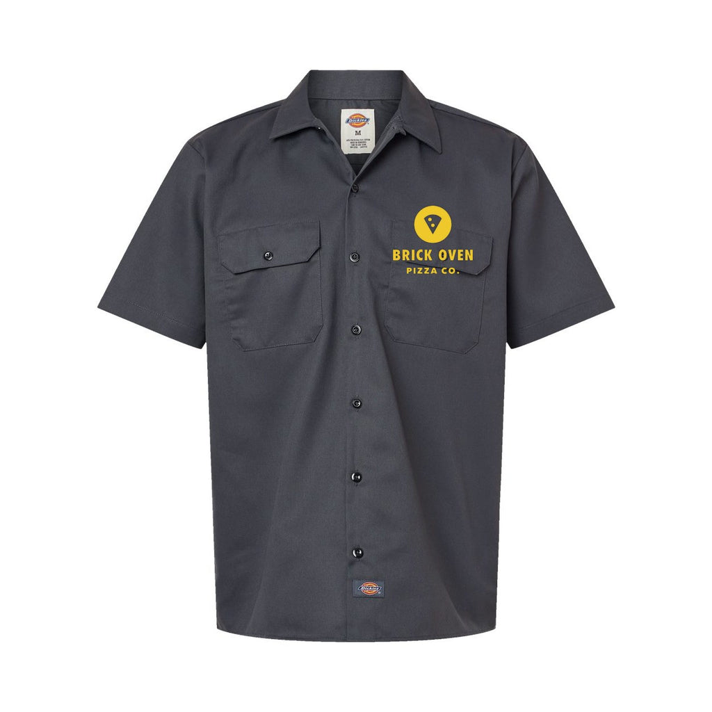 Dickies Men's Short Sleeve Work Shirt Embroidery - Charcoal - Front