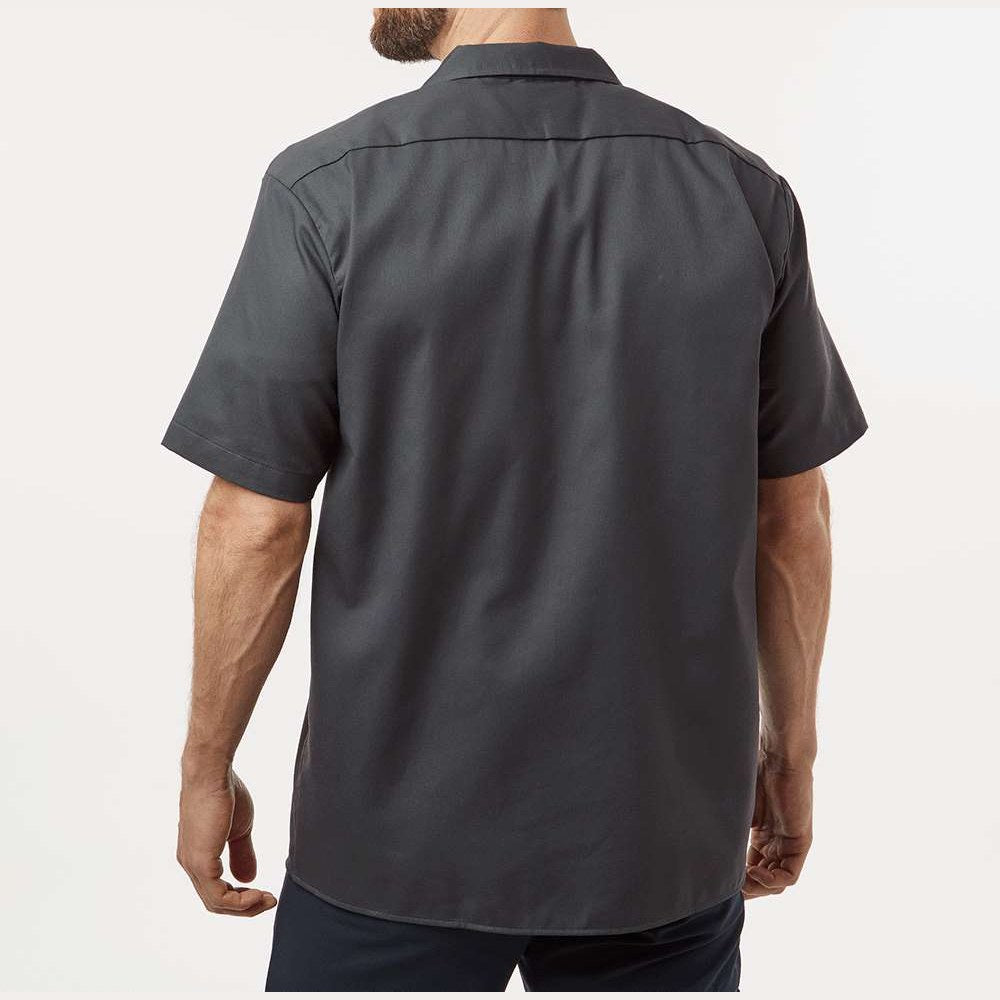 Dickies Men's Short Sleeve Work Shirt Embroidery - Charcoal - On Model Back